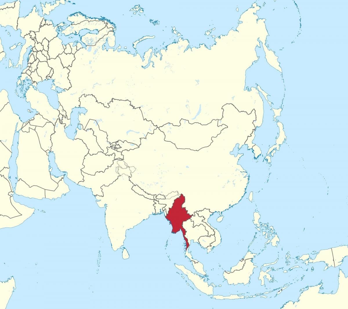 mapa světa Myanmar Barma
