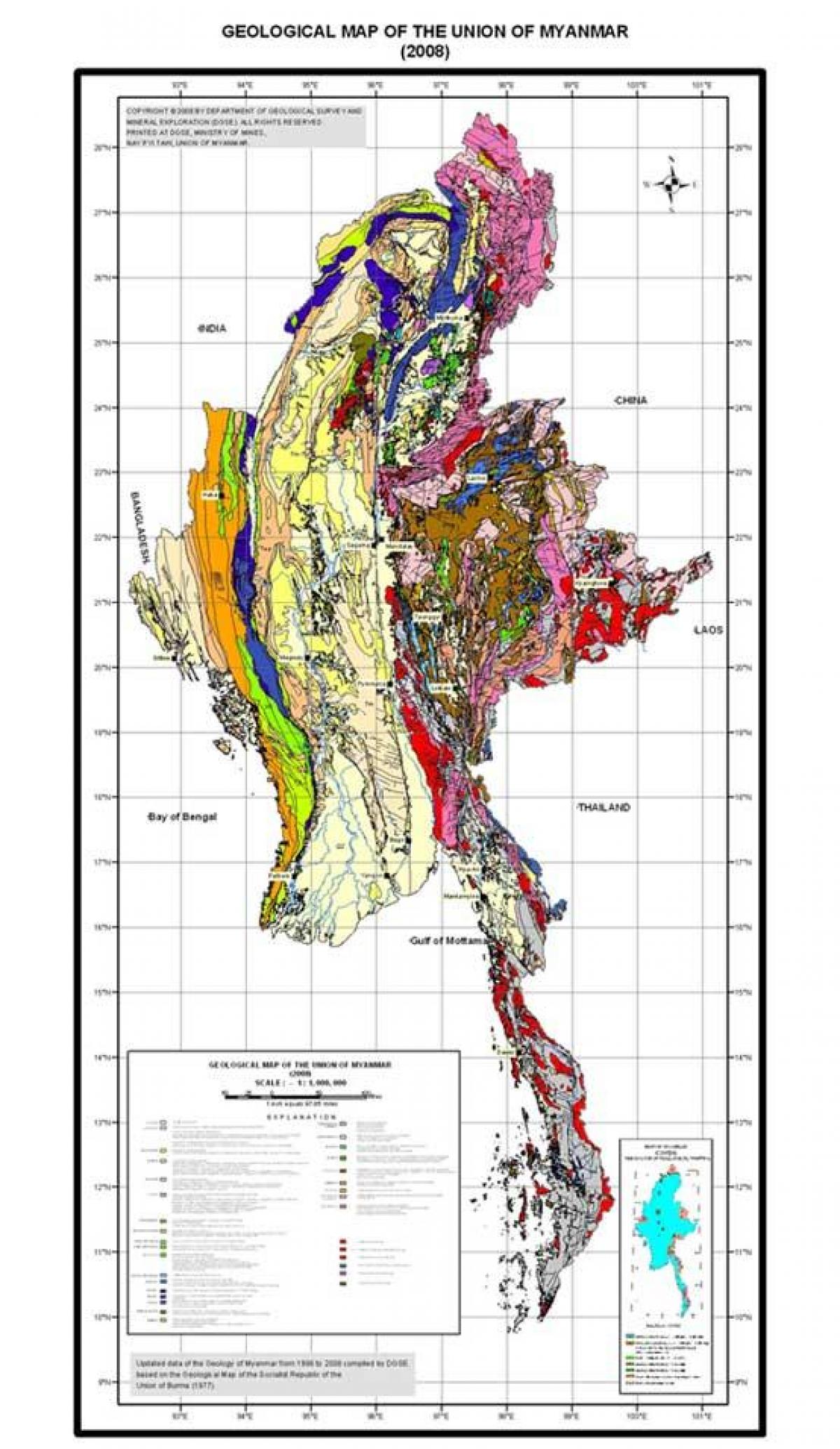 Mapa geologických Myanmaru 2008
