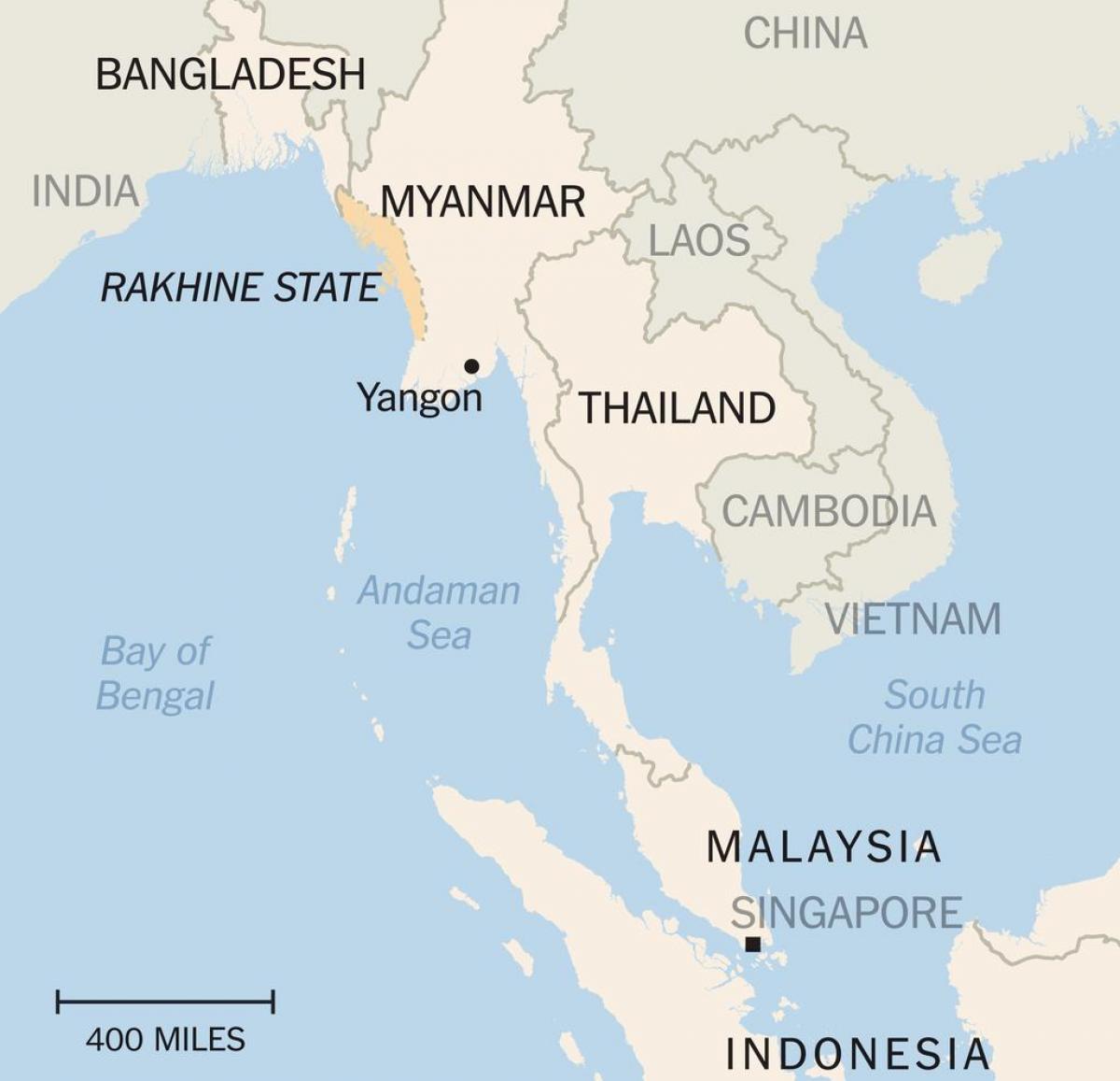 rakhine v Myanmaru mapě
