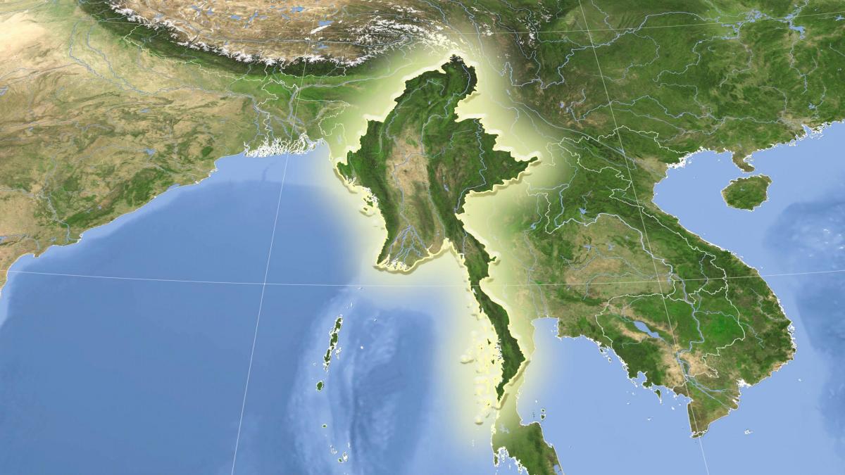 Myanmar satelitní mapu žít