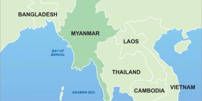 Myanmar na mapě asie