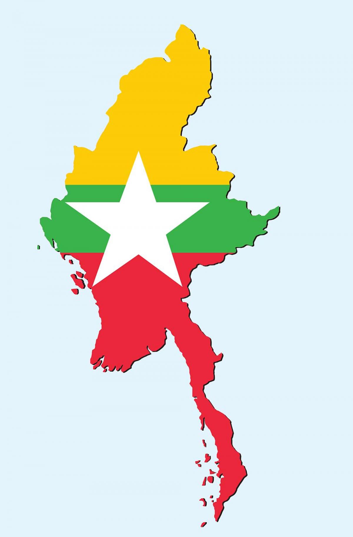 Mapa Myanmaru vlajka