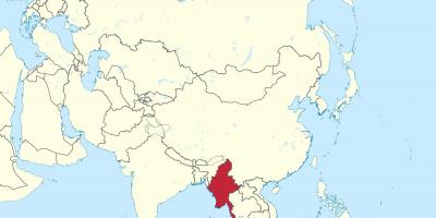 Mapa světa Myanmar Barma