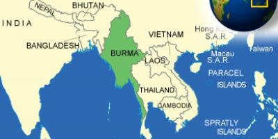 Barma, nebo Myanmar mapě